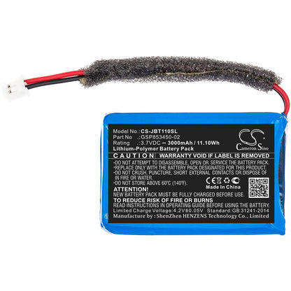 3.7V, 3000mAh, Li-Polymer Battery fits Jbl, Turbo, 11.1Wh