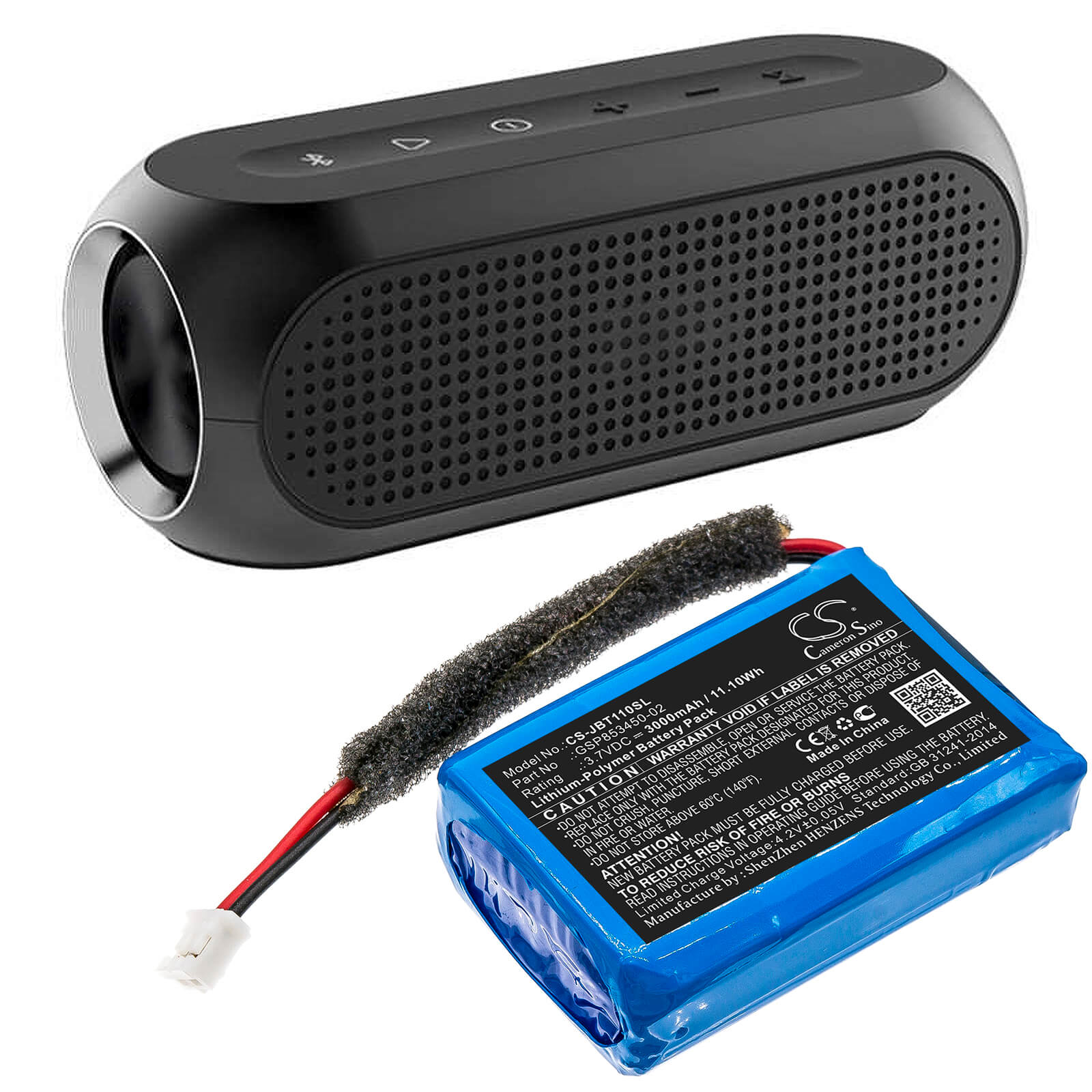 3.7V, 3000mAh, Li-Polymer Battery fits Jbl, Turbo, 11.1Wh