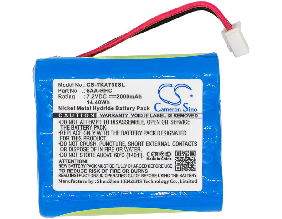 7.2V, 2000mAh, Ni-MH Battery fits Tdk, Life On Record A73, Life On Record A73 Boombox, 14.4Wh