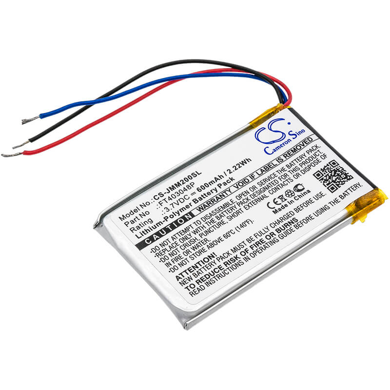 3.7V, 600mAh, Li-Polymer Battery fits Jbl, Clip, Clip+, 2.22Wh