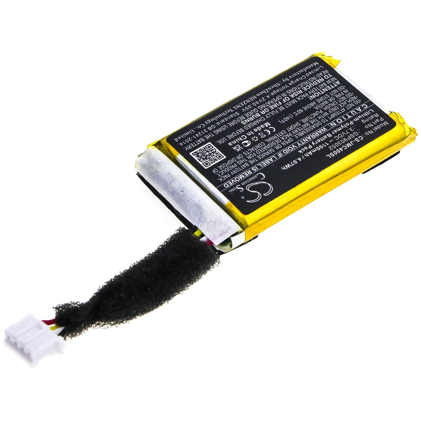 3.7V, 1100mAh, Li-Polymer Battery fits Jbl, An0402-jk0009880, Clip 4, 4.07Wh