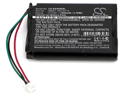 3.7V, 1000mAh, Li-ion Battery fits Shure, Mxw1, Mxw1 Bodypack, 3.7Wh