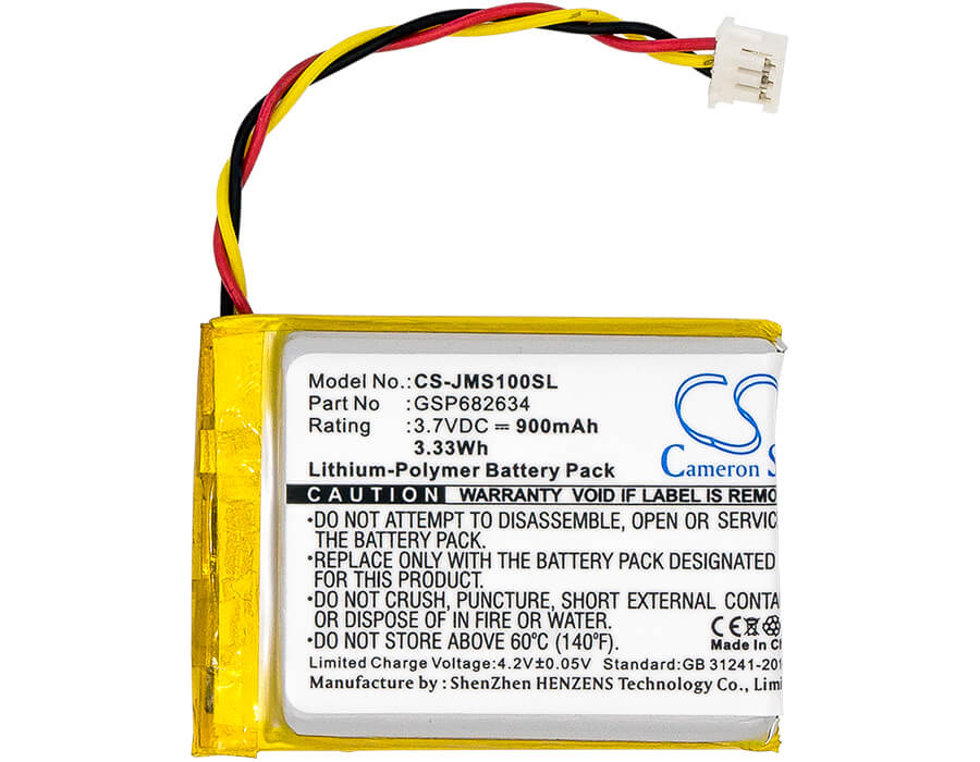 3.7V, 900mAh, Li-Polymer Battery fits Jbl, Go Smart, 3.33Wh