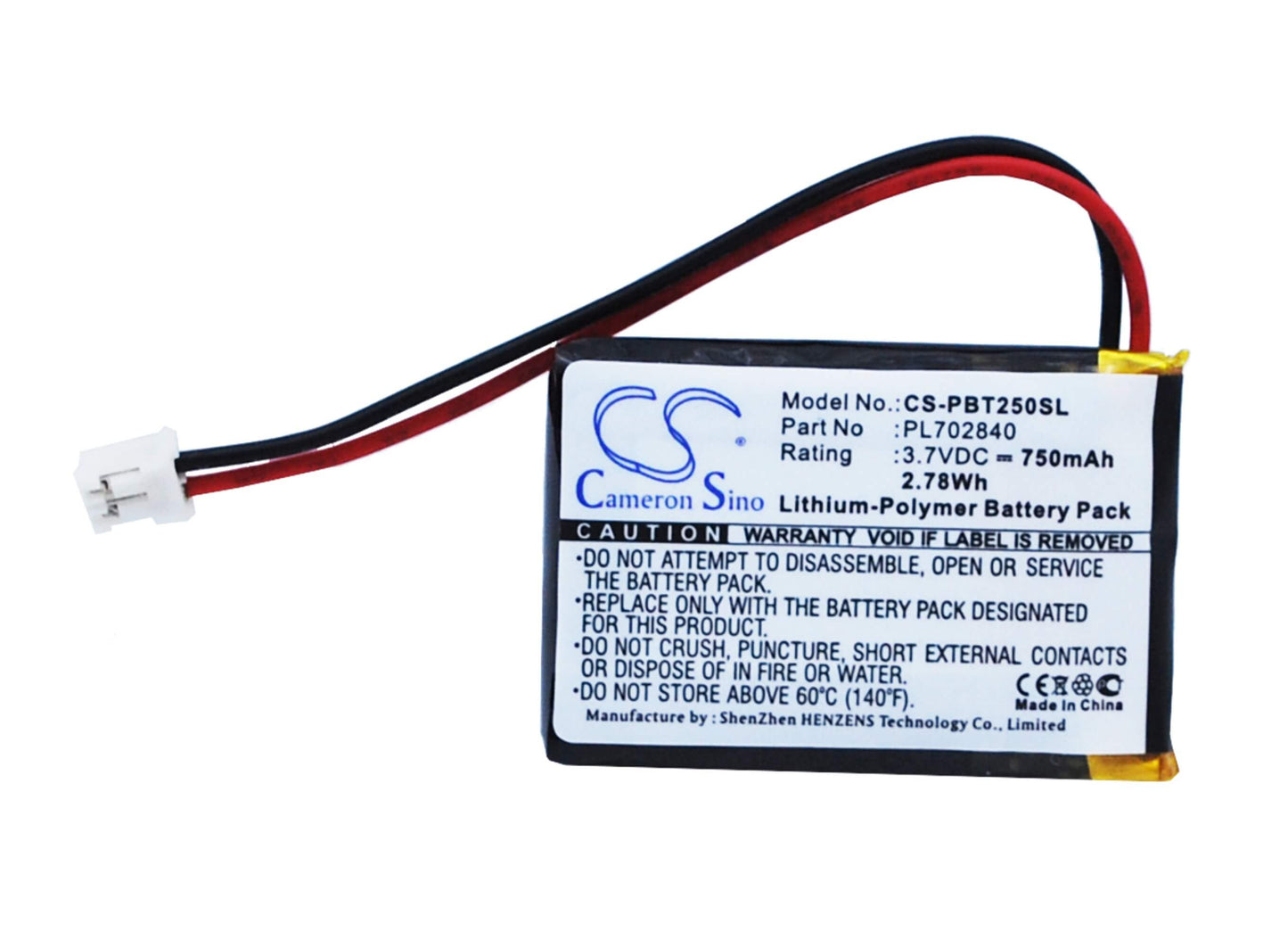 3.7V, 750mAh, Li-Polymer Battery fits Philips, Bt2500, Bt2500b, 2.775Wh