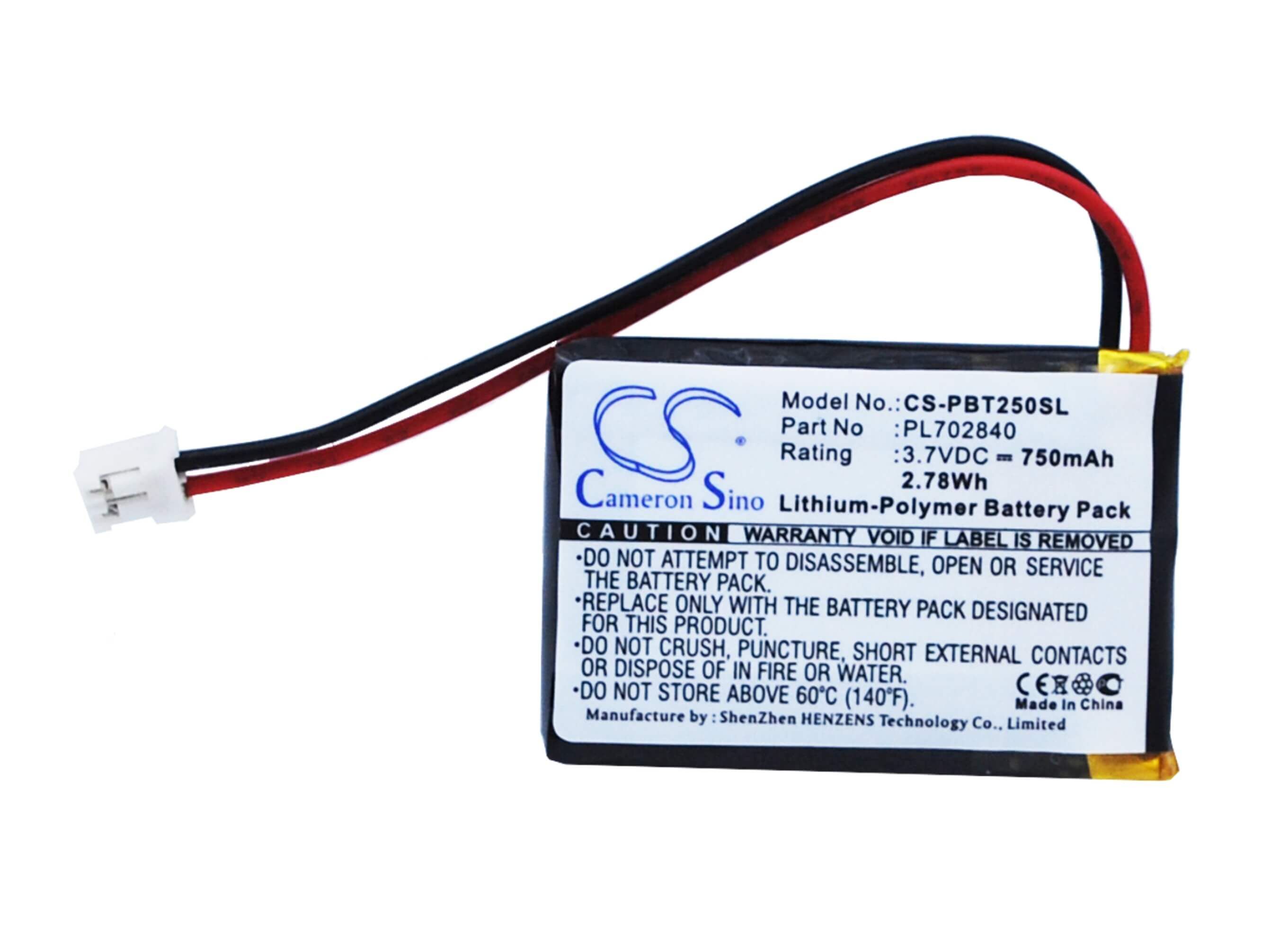 3.7V, 750mAh, Li-Polymer Battery fits Philips, Bt2500, Bt2500b, 2.775Wh