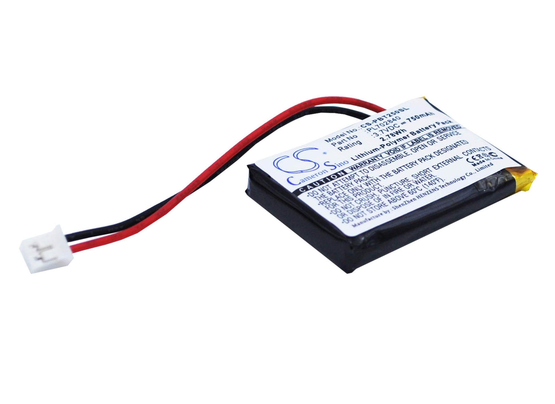3.7V, 750mAh, Li-Polymer Battery fits Philips, Bt2500, Bt2500b, 2.775Wh