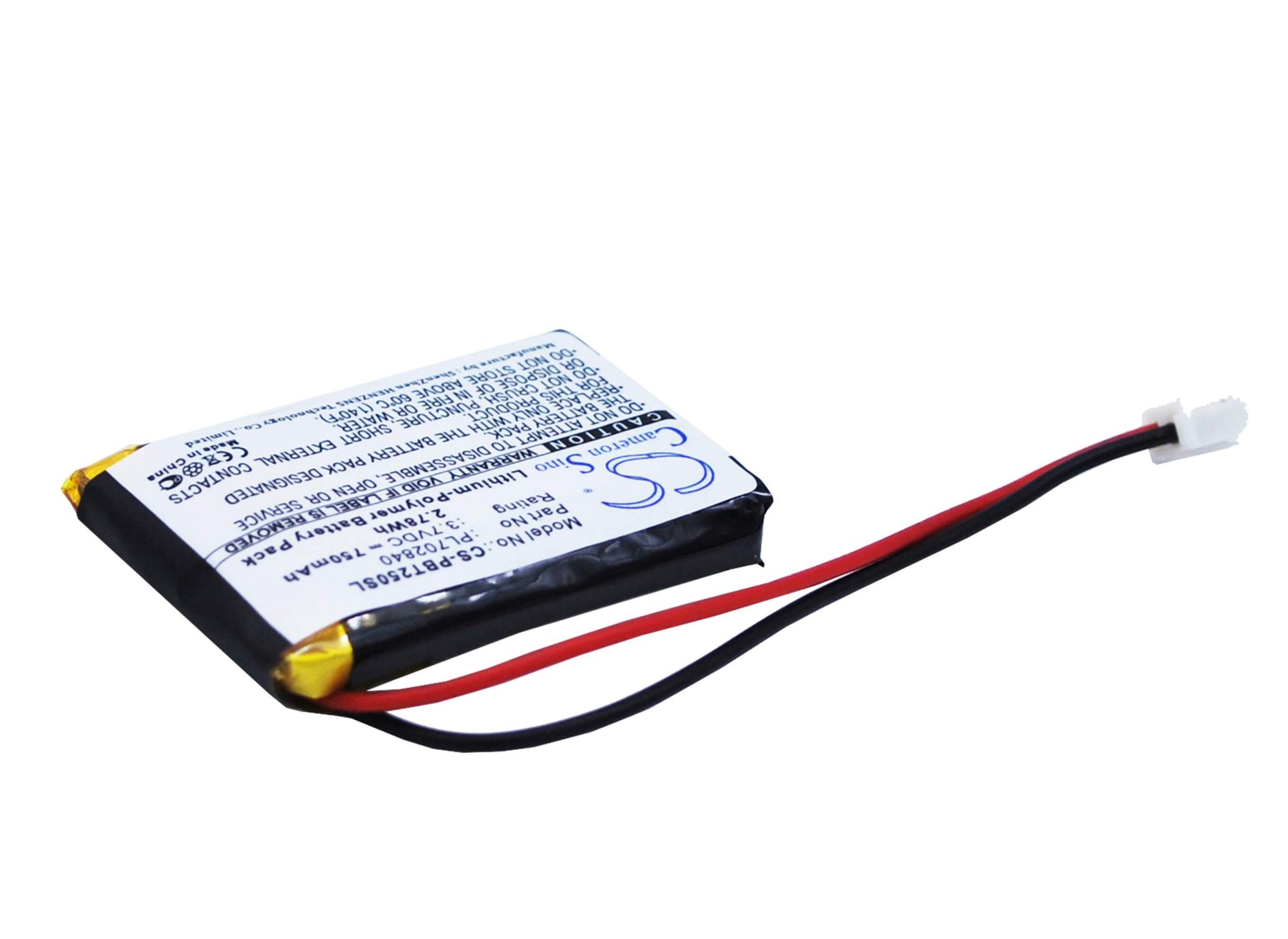3.7V, 750mAh, Li-Polymer Battery fits Philips, Bt2500, Bt2500b, 2.775Wh