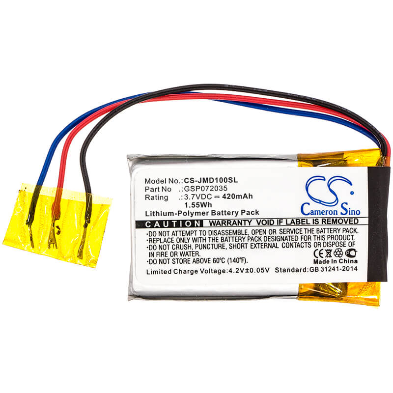 3.7V, 420mAh, Li-Polymer Battery fits Jbl, Go Ff, Jbl Go, 1.554Wh