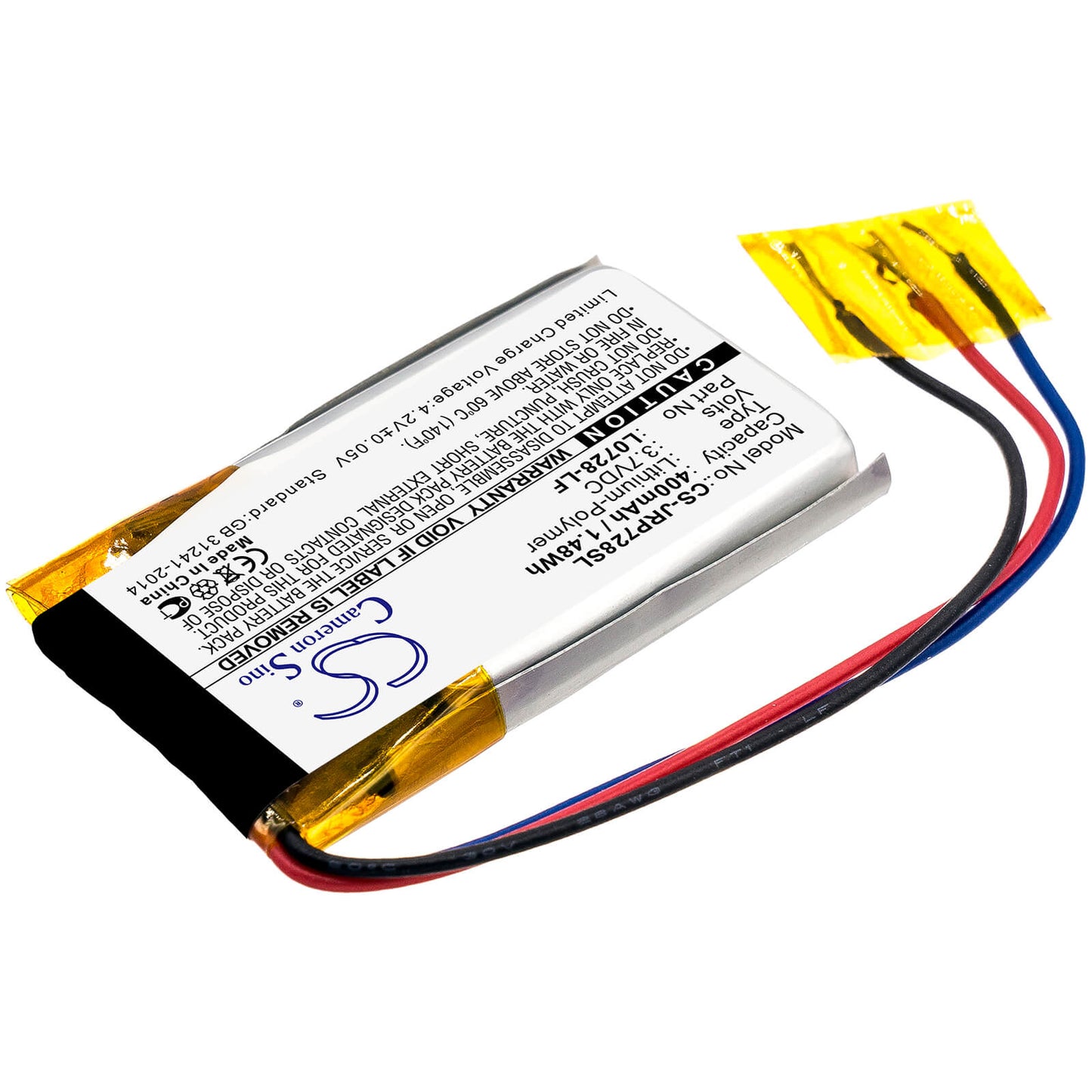 3.7V, 400mAh, Li-Polymer Battery fits Jbl, Jr Pop, 1.48Wh