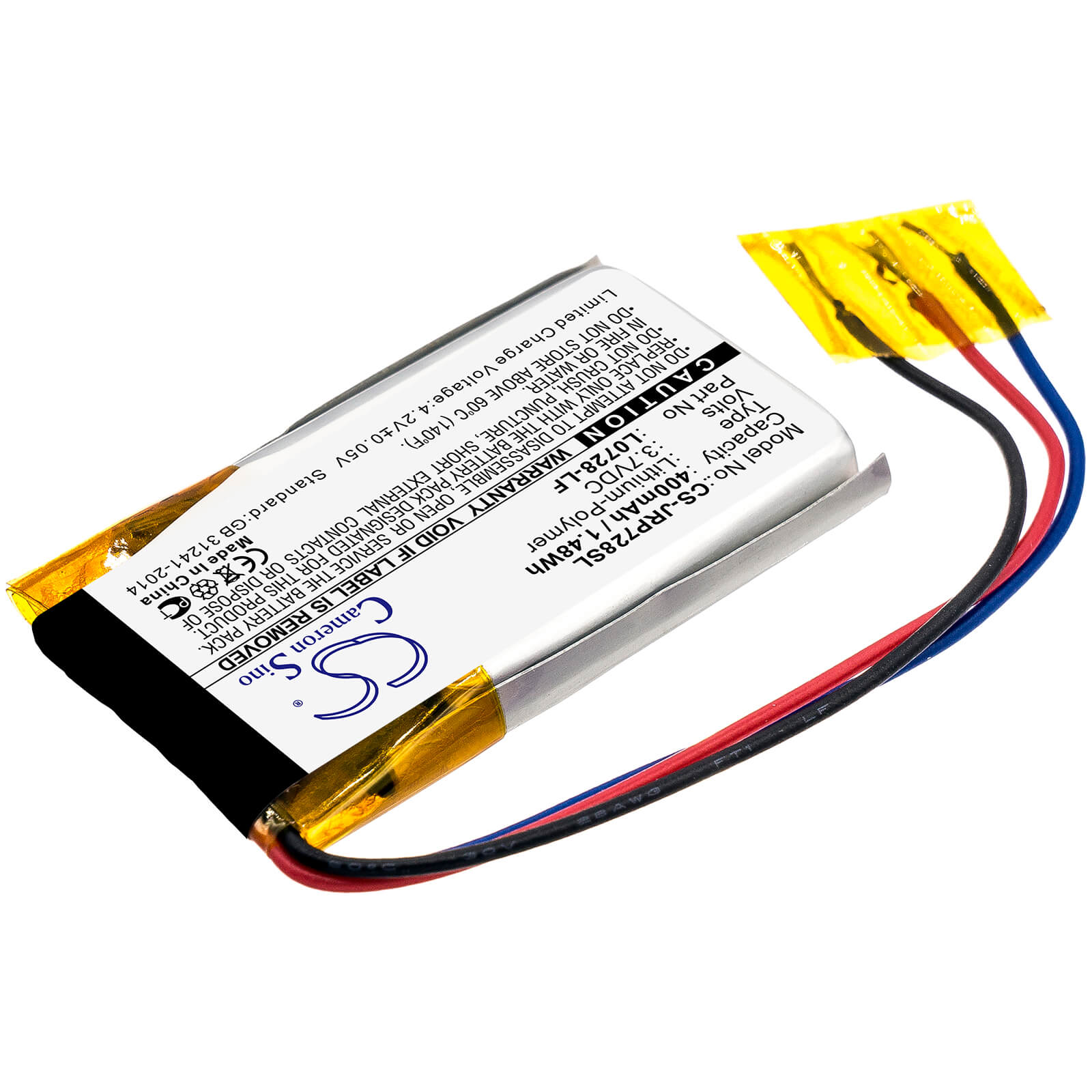 3.7V, 400mAh, Li-Polymer Battery fits Jbl, Jr Pop, 1.48Wh