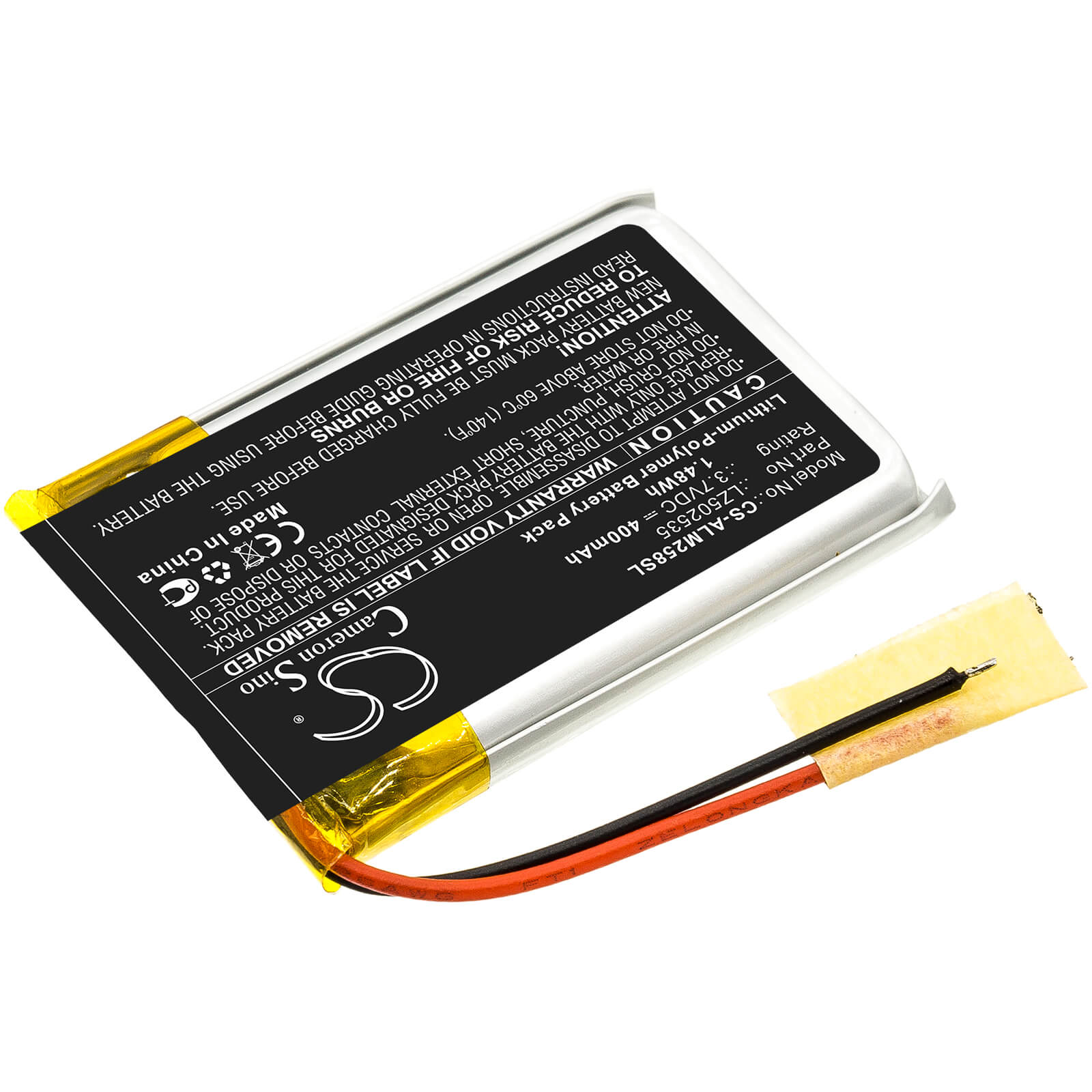 3.7V, 400mAh, Li-Polymer Battery fits Altec Lansing, Imw257, Imw257-mt, 1.48Wh