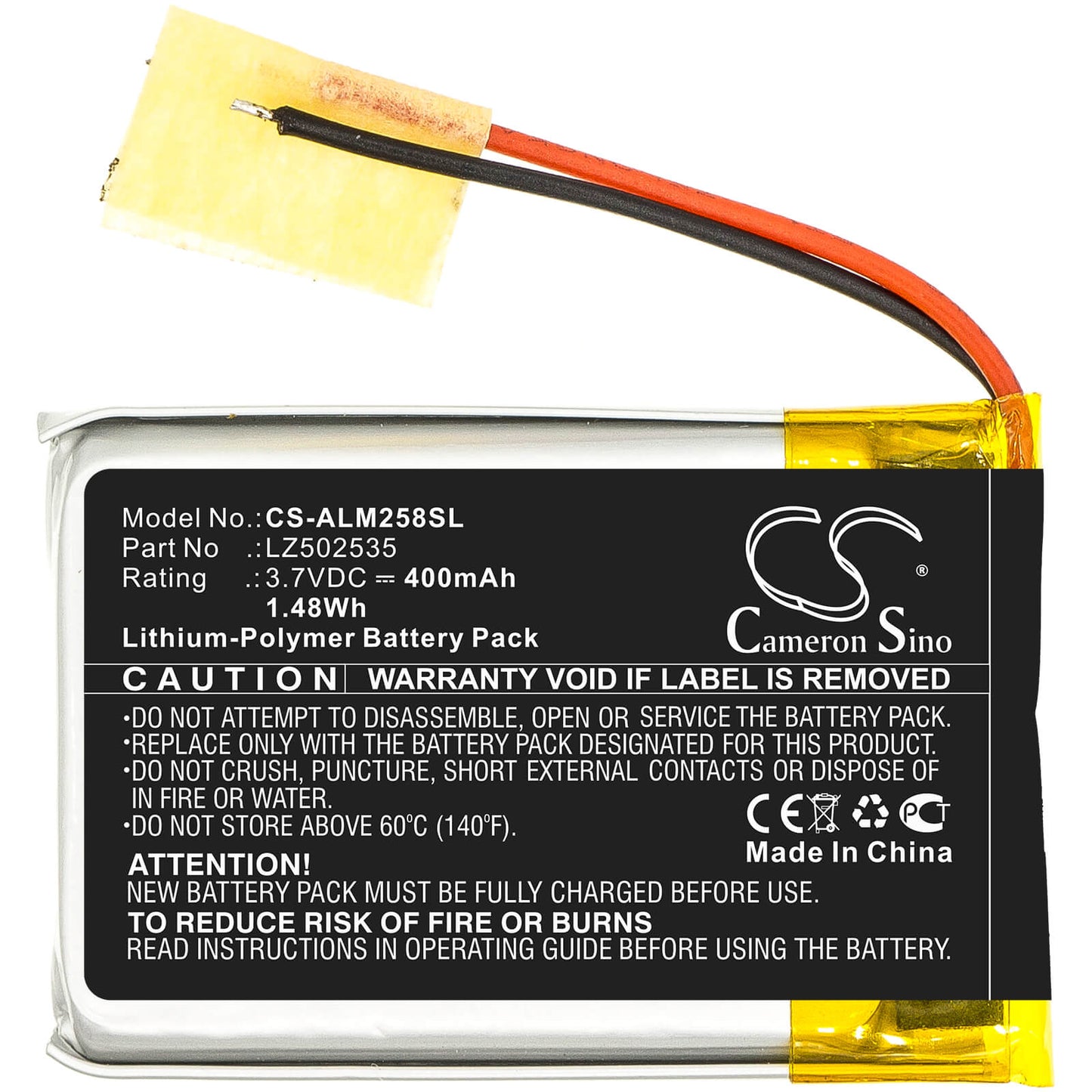 3.7V, 400mAh, Li-Polymer Battery fits Altec Lansing, Imw257, Imw257-mt, 1.48Wh