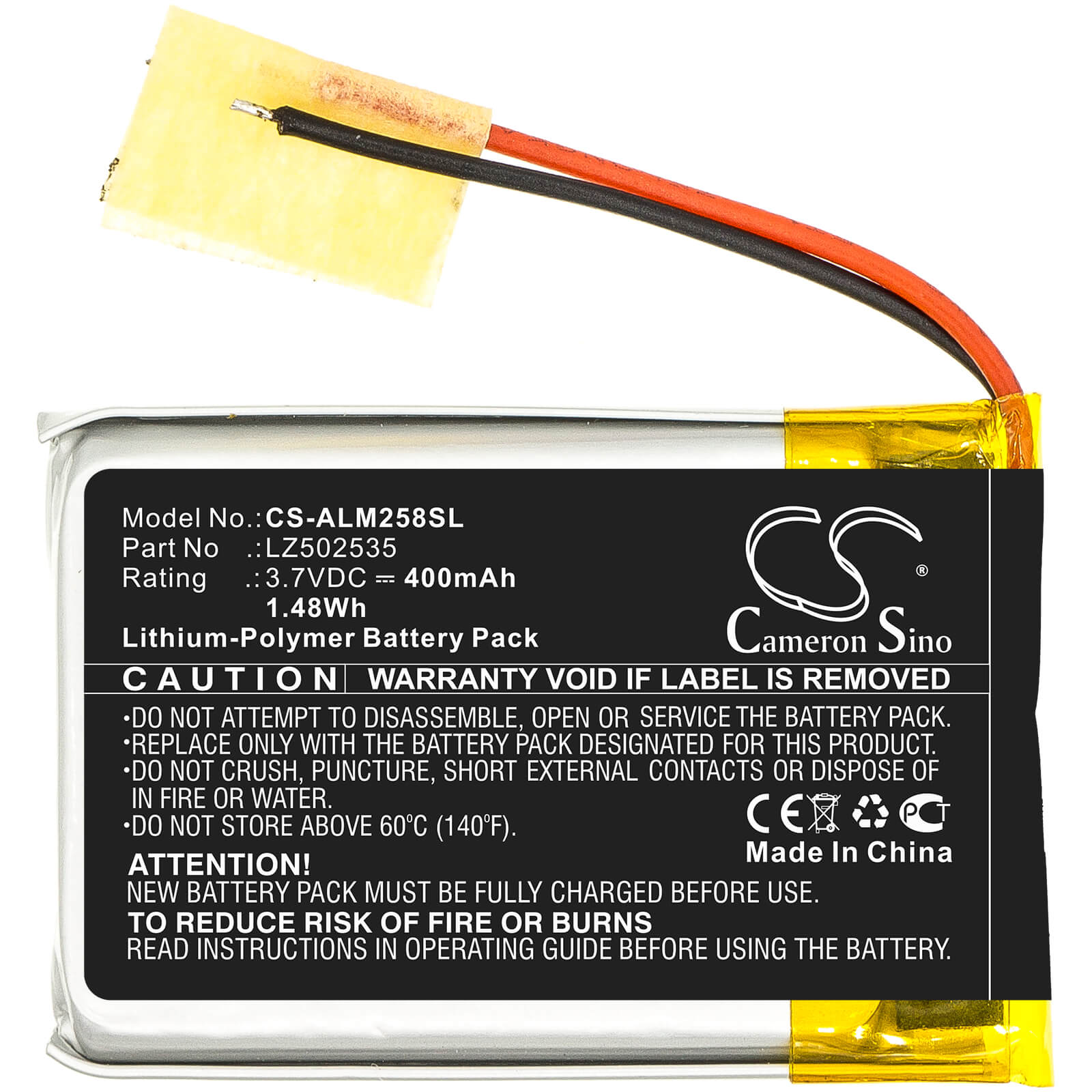 3.7V, 400mAh, Li-Polymer Battery fits Altec Lansing, Imw257, Imw257-mt, 1.48Wh