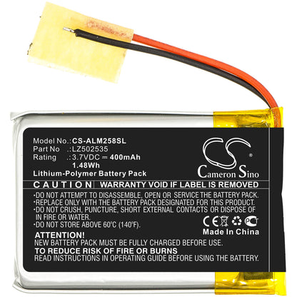 3.7V, 400mAh, Li-Polymer Battery fits Altec Lansing, Imw257, Imw257-mt, 1.48Wh