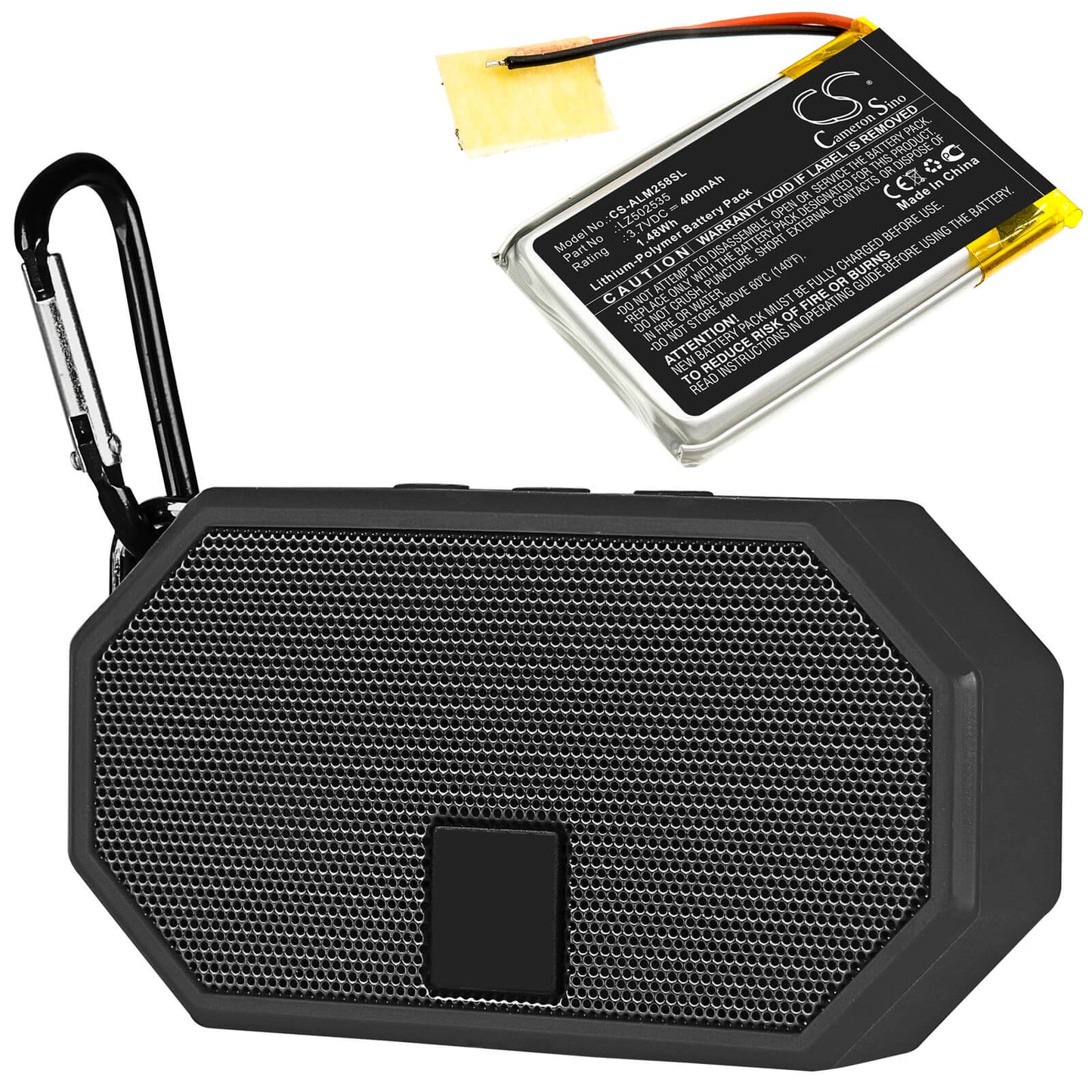 3.7V, 400mAh, Li-Polymer Battery fits Altec Lansing, Imw257, Imw257-mt, 1.48Wh