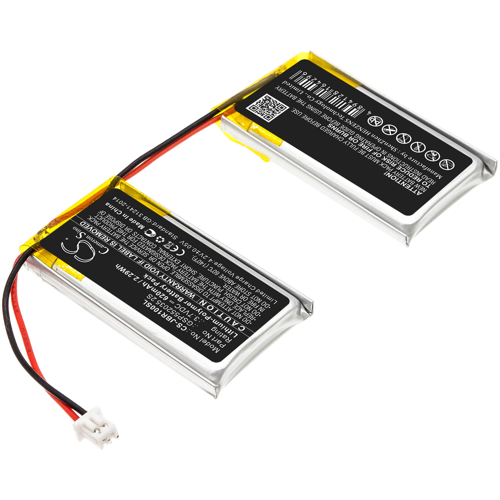 3.7V, 620mAh, Li-Polymer Battery fits Jbl, Rock, 2.294Wh
