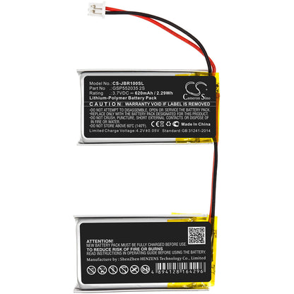 3.7V, 620mAh, Li-Polymer Battery fits Jbl, Rock, 2.294Wh