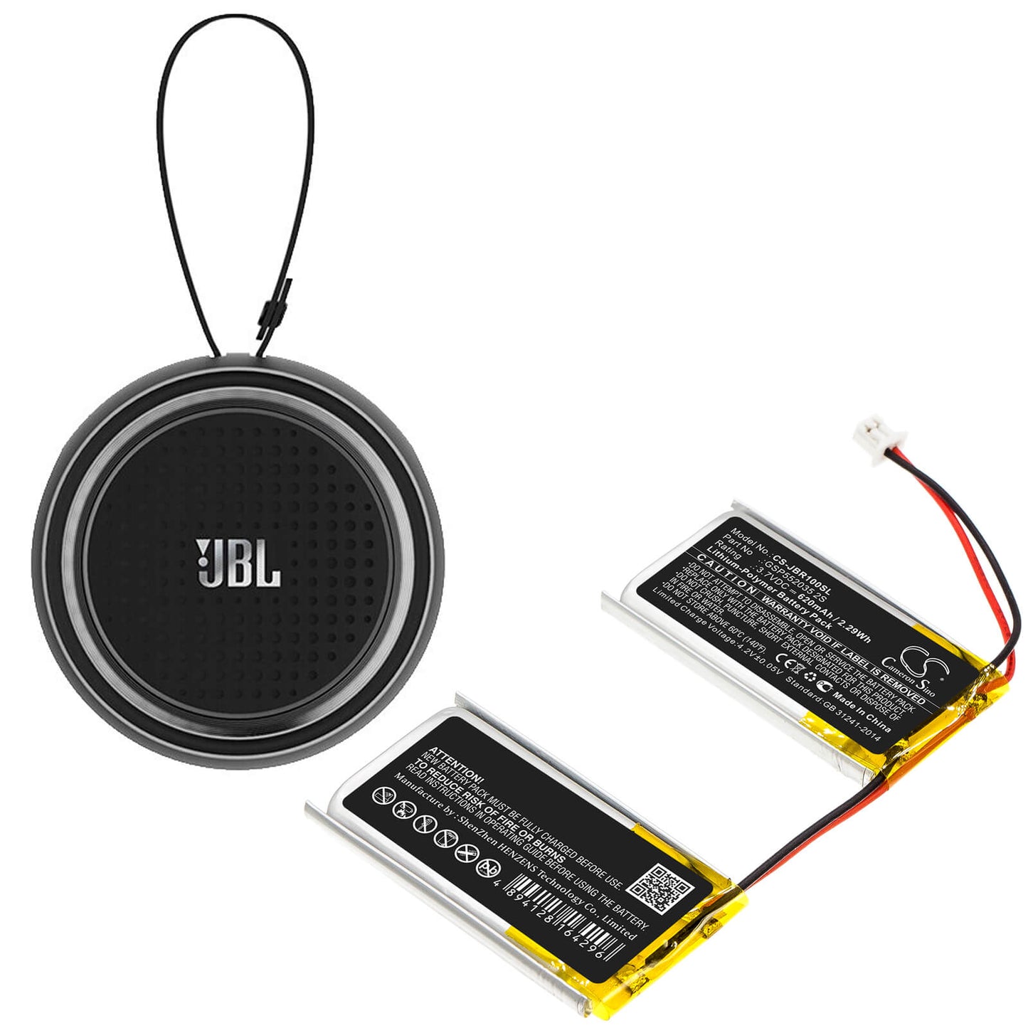 3.7V, 620mAh, Li-Polymer Battery fits Jbl, Rock, 2.294Wh