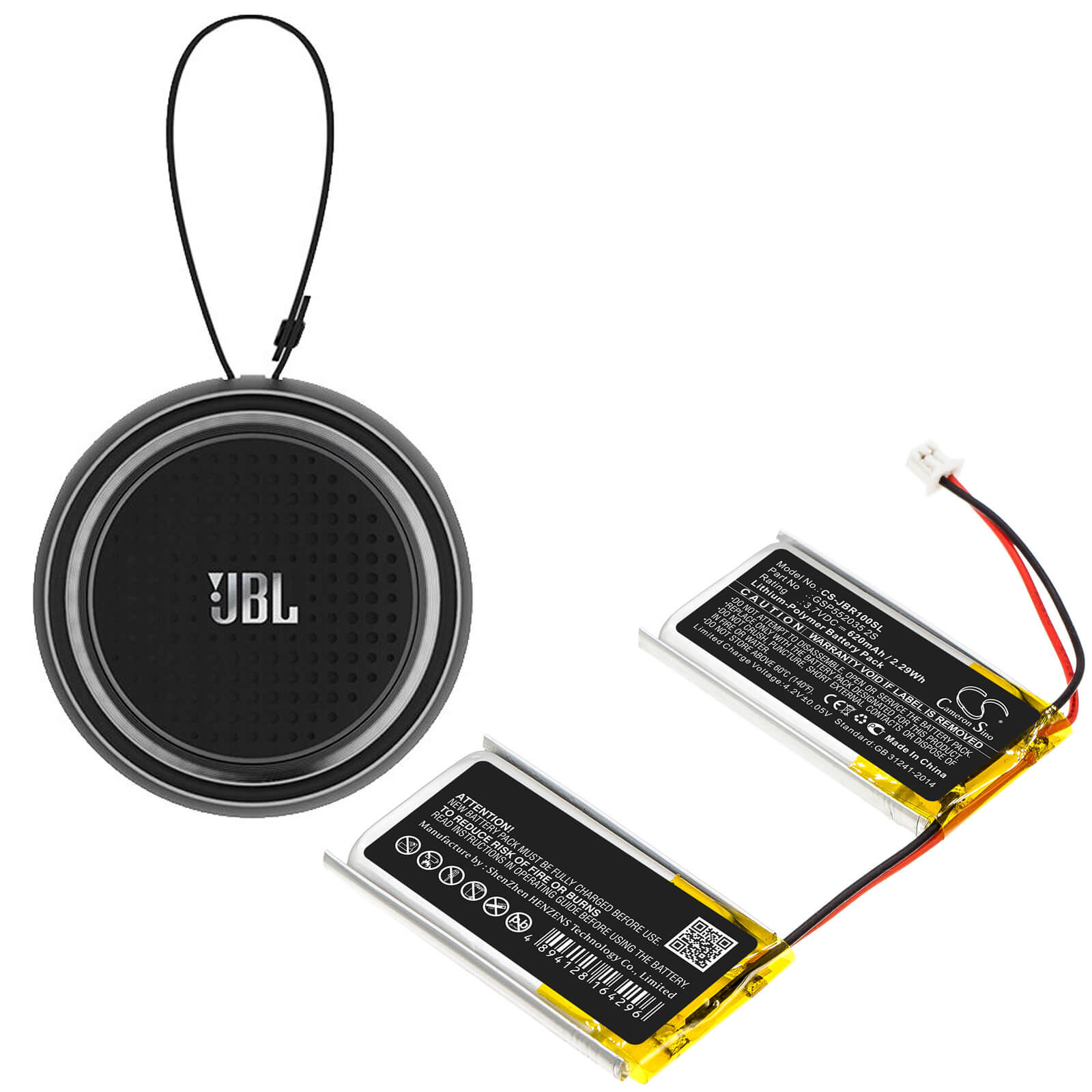 3.7V, 620mAh, Li-Polymer Battery fits Jbl, Rock, 2.294Wh