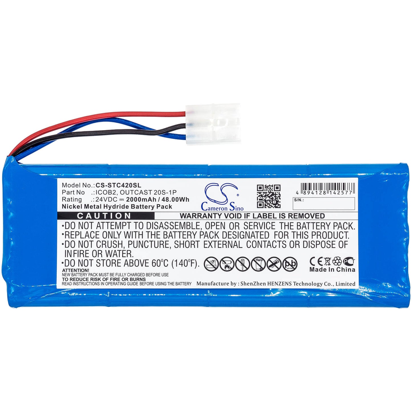 24V, 2000mAh, Ni-MH Battery fits Soundcast, Ico420, Ico421, 48Wh