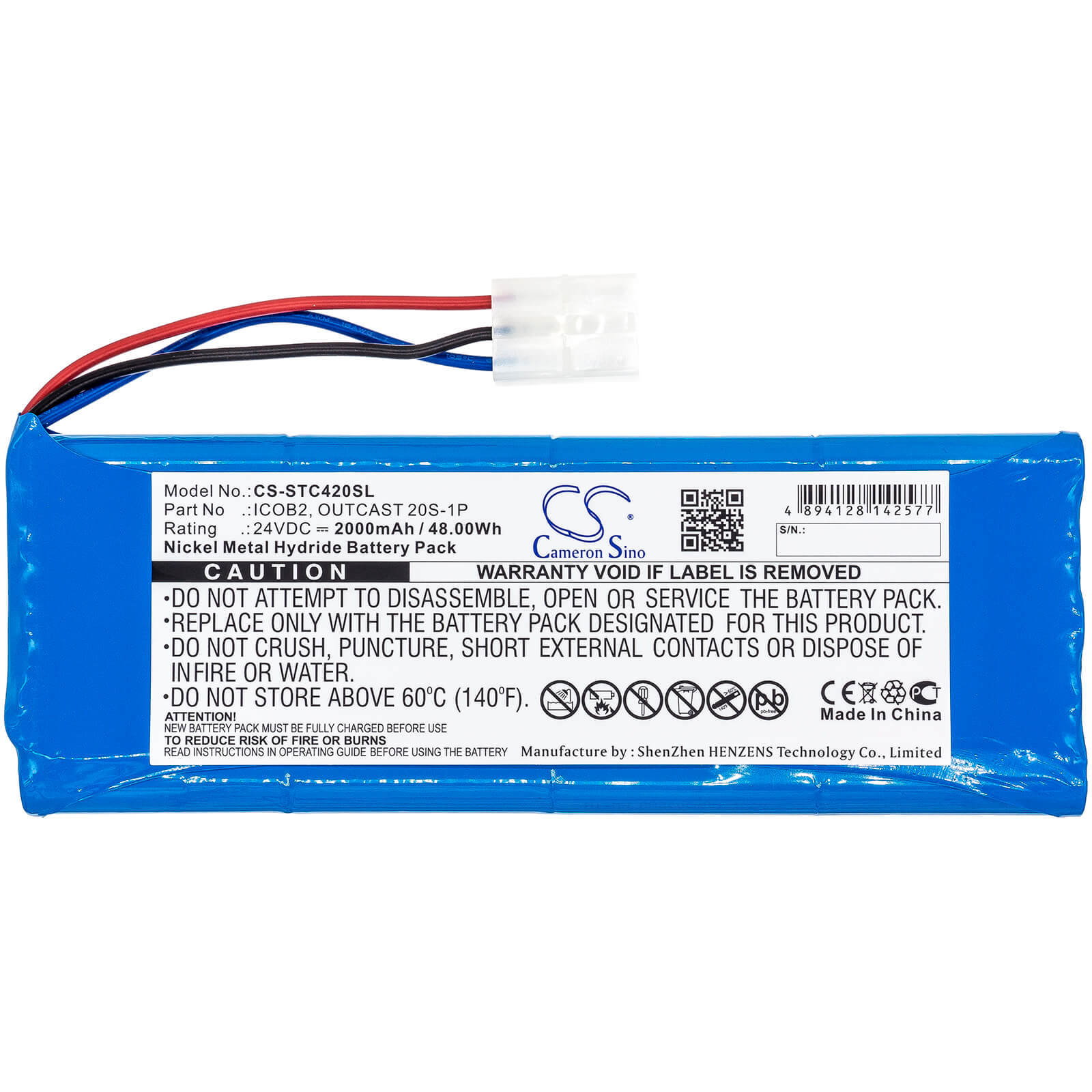 24V, 2000mAh, Ni-MH Battery fits Soundcast, Ico420, Ico421, 48Wh