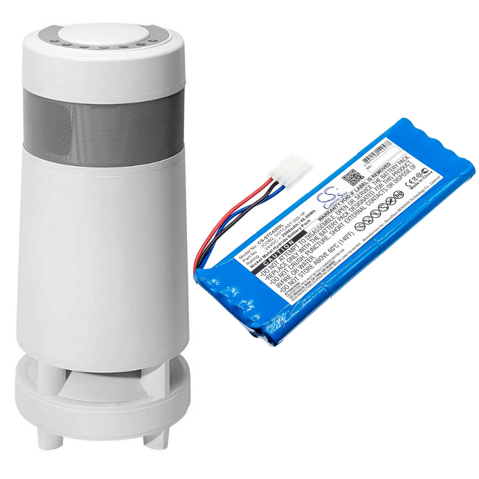 24V, 2000mAh, Ni-MH Battery fits Soundcast, Ico420, Ico421, 48Wh