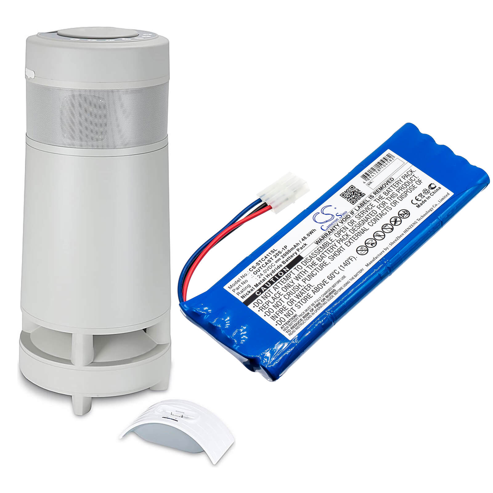 24.0V, 2000mAh, Ni-MH Battery fits Soundcast, Ico410, Ico410-4n, 48Wh