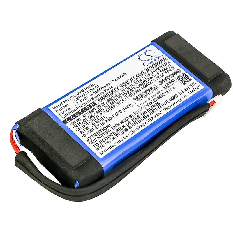 7.4V, 10000mAh, Li-Polymer Battery fits Jbl, Boombox, Jem3316, 74Wh