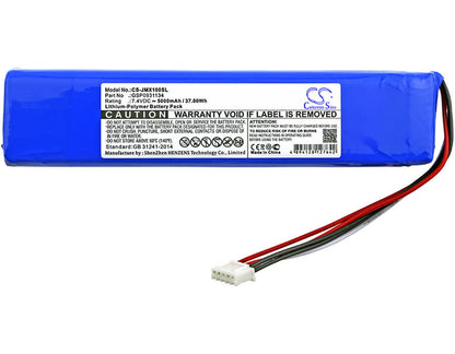 7.4V, 5000mAh, Li-Polymer Battery fits Jbl, Jblxtreme, Xtreme, 37Wh