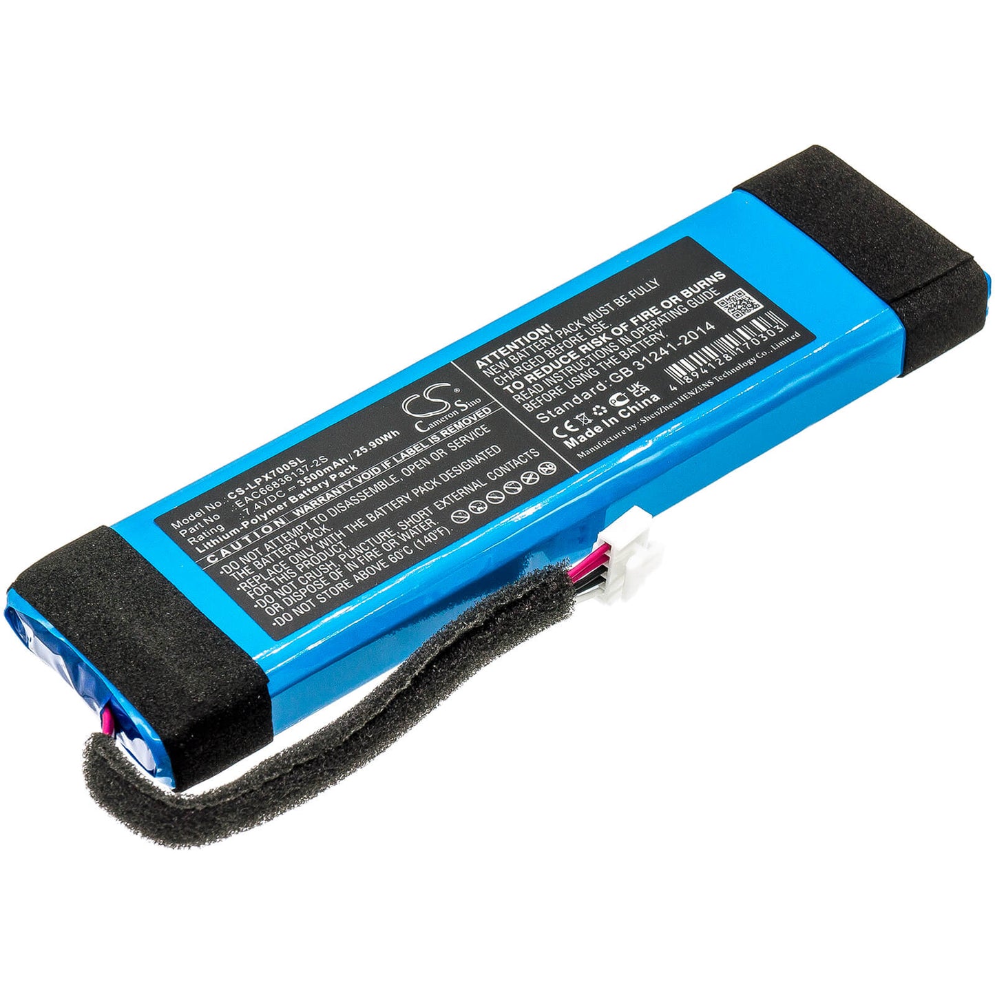7.4V, 3500mAh, Li-Polymer Battery fits Lg, Xboom Go Pl7, 25.9Wh