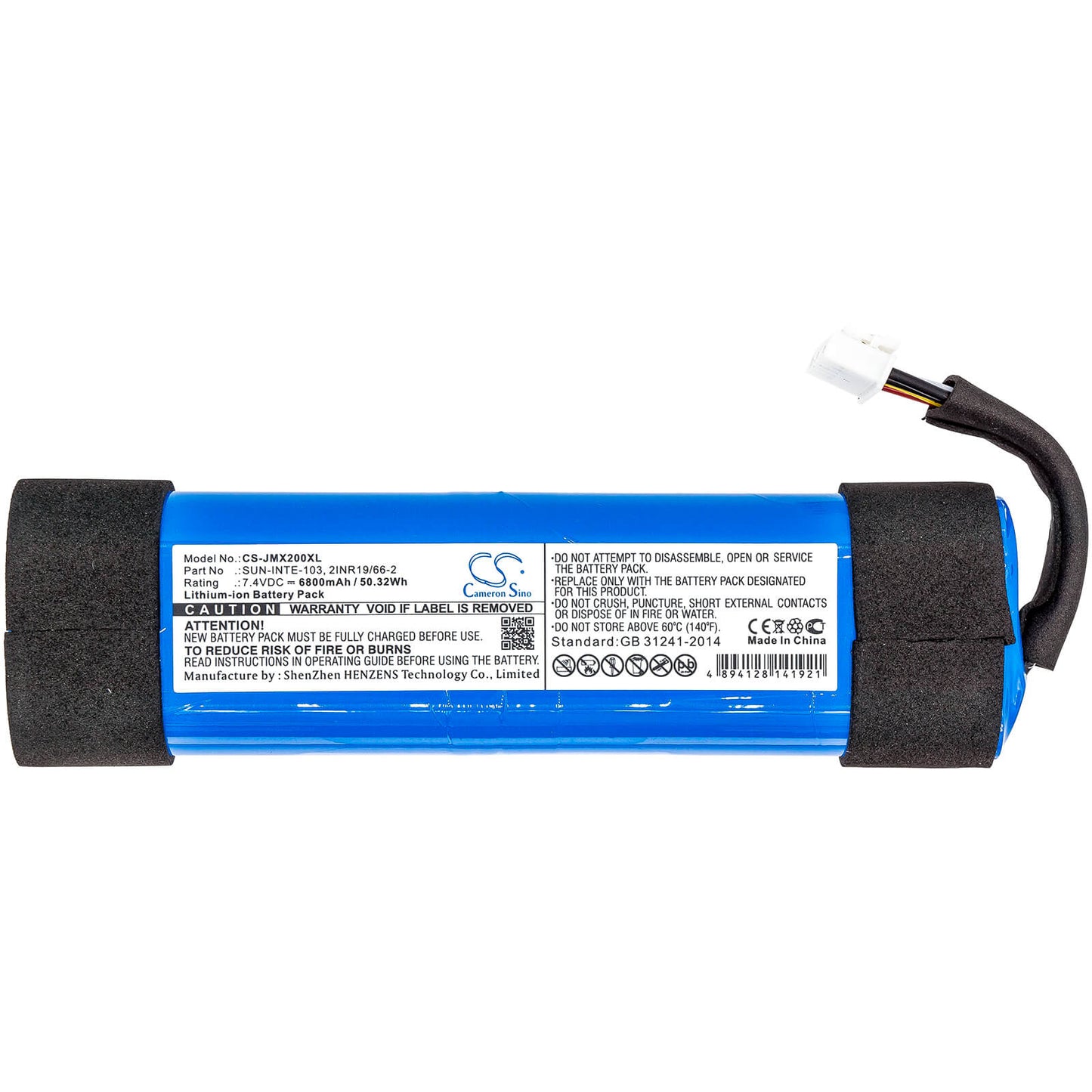 7.4V, 6800mAh, Li-ion Battery fits Jbl, Jblxtreme2blkam, Jblxtreme2bluam, 50.32Wh
