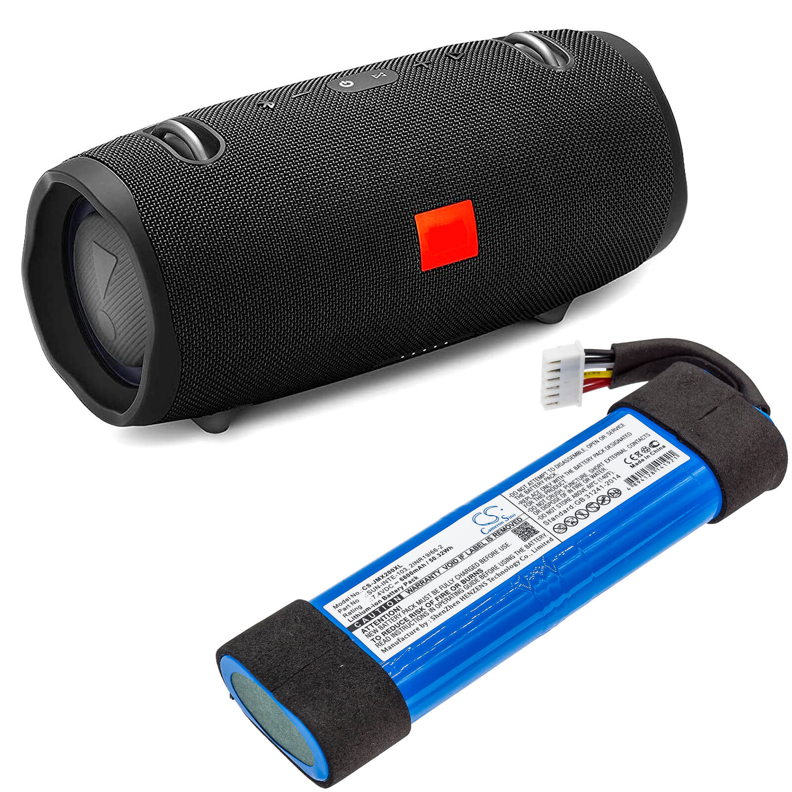 7.4V, 6800mAh, Li-ion Battery fits Jbl, Jblxtreme2blkam, Jblxtreme2bluam, 50.32Wh