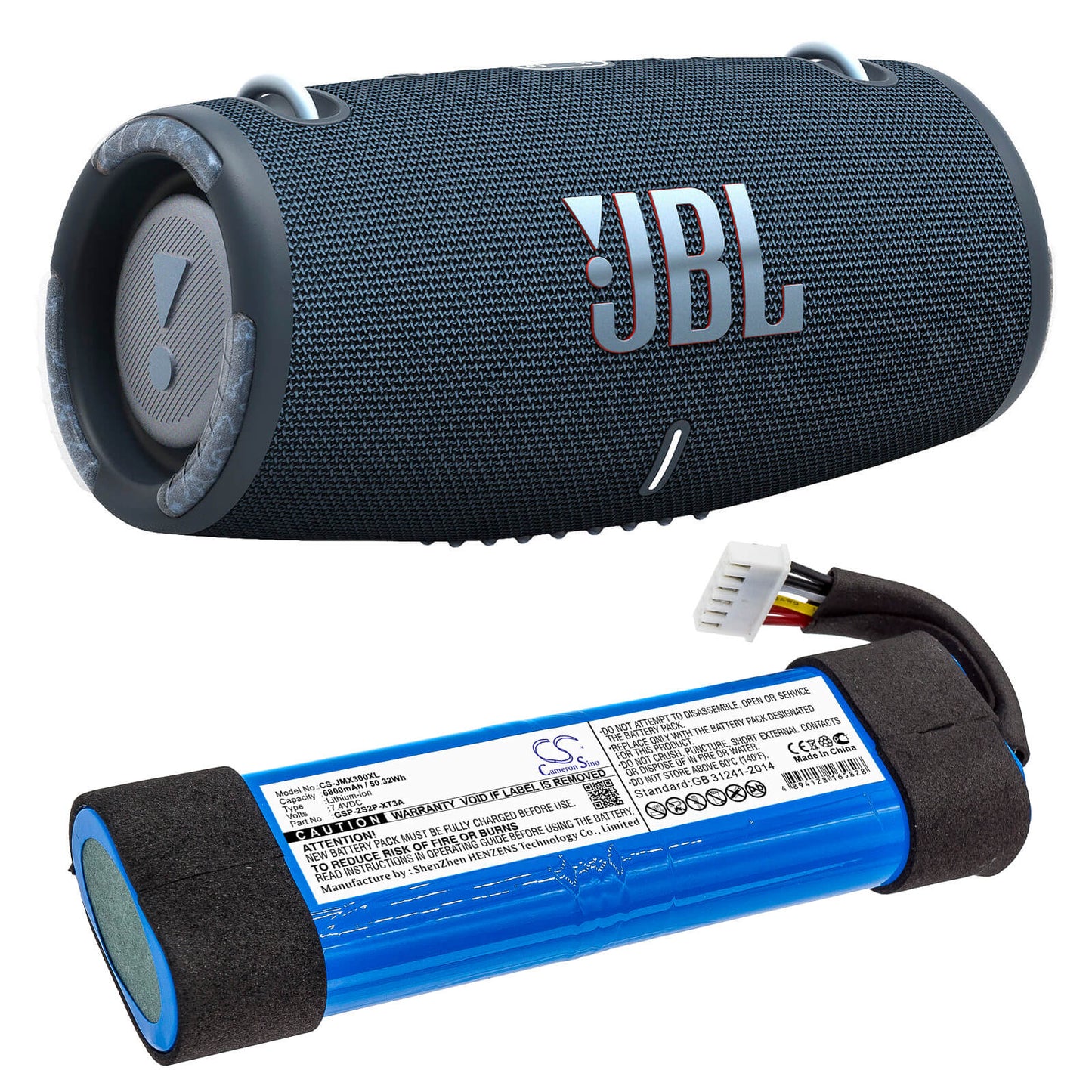 7.4V, 6800mAh, Li-ion Battery fits Jbl, Xtreme 3, 50.32Wh