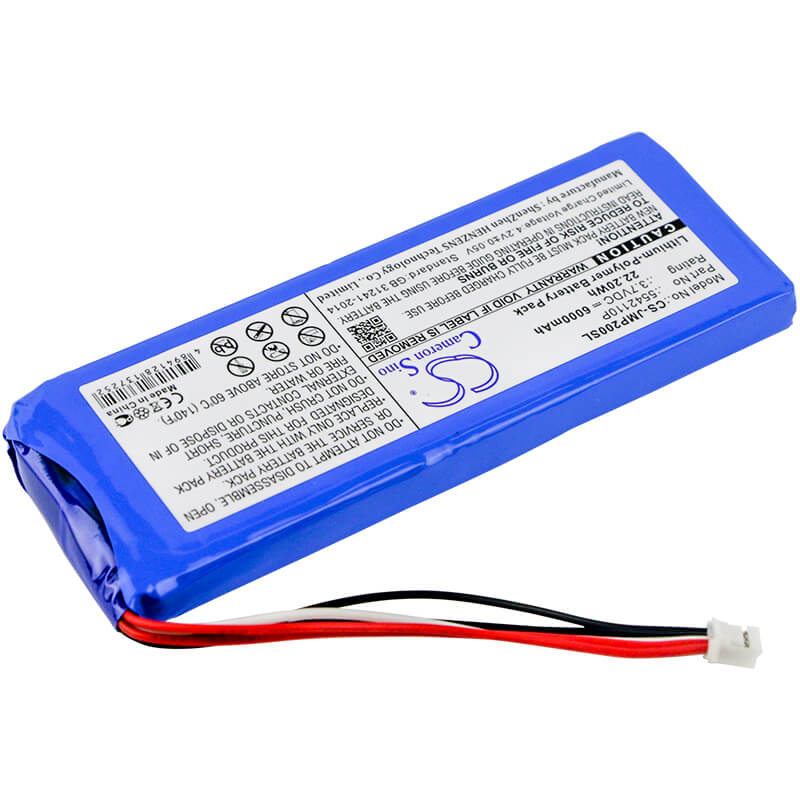 3.7V, 6000mAh, Li-Polymer Battery fits Jbl, Pulse 2, Pulse Ii, 22.2Wh