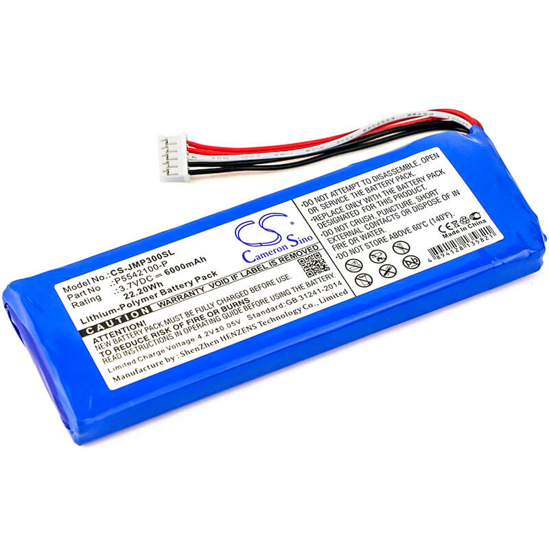 3.7V, 6000mAh, Li-Polymer Battery fits Jbl, 2017dj1714, Apjblpuese3, 22.2Wh