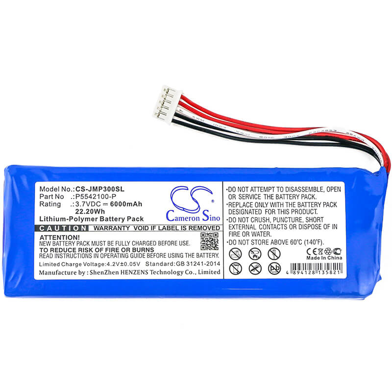 3.7V, 6000mAh, Li-Polymer Battery fits Jbl, 2017dj1714, Apjblpuese3, 22.2Wh
