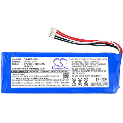 3.7V, 6000mAh, Li-Polymer Battery fits Jbl, 2017dj1714, Apjblpuese3, 22.2Wh