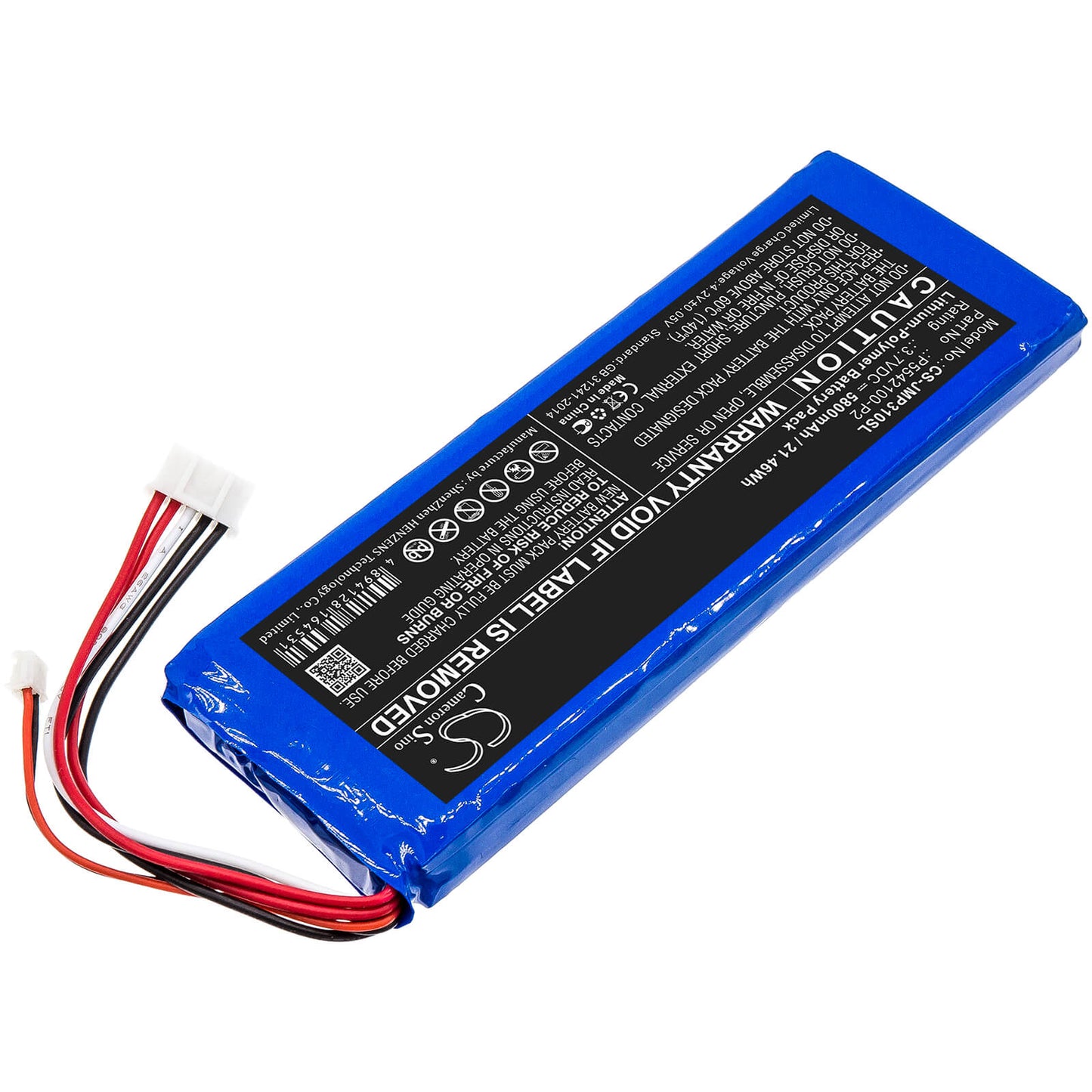 3.7V, 5800mAh, Li-Polymer Battery fits Jbl, Pulse 3 Version 2, 21.46Wh