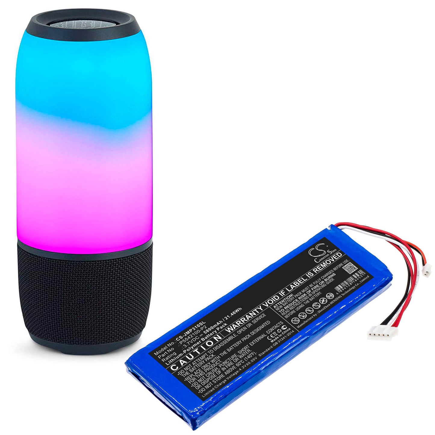 3.7V, 5800mAh, Li-Polymer Battery fits Jbl, Pulse 3 Version 2, 21.46Wh