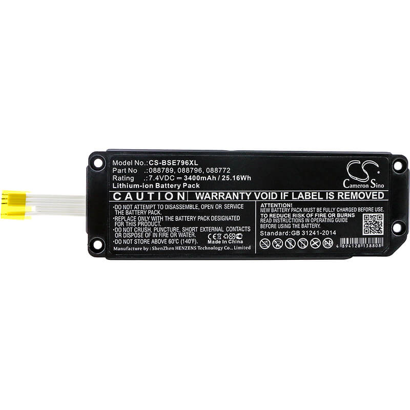 7.4V, 3400mAh, Li-ion Battery fits Bose, Soundlink Mini 2, 25.16Wh