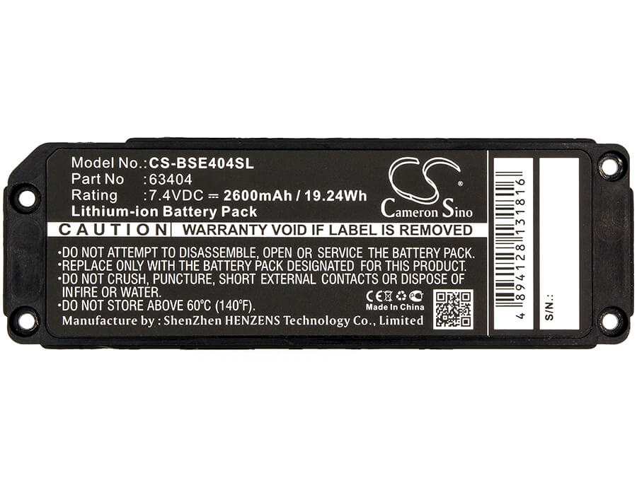 CS-BSE404SL, Speaker 7.4V, 2600mAh, Li-ion Battery fits Bose, 413295, Soundlink Mini, 19.24Wh