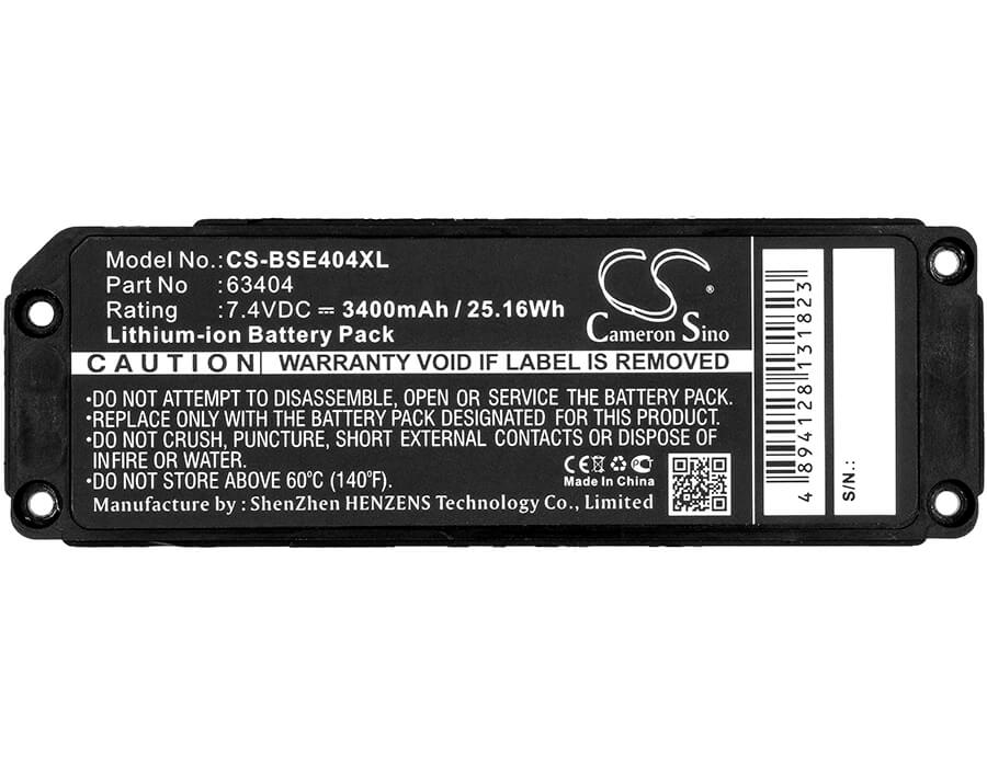 7.4V, 3400mAh, Li-ion Battery fits Bose, 413295, Soundlink Mini, 25.16Wh