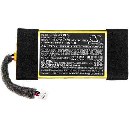 3.8V, 3700mAh, Li-Polymer Battery fits Lg, Xboom Go Pl5, 14.06Wh
