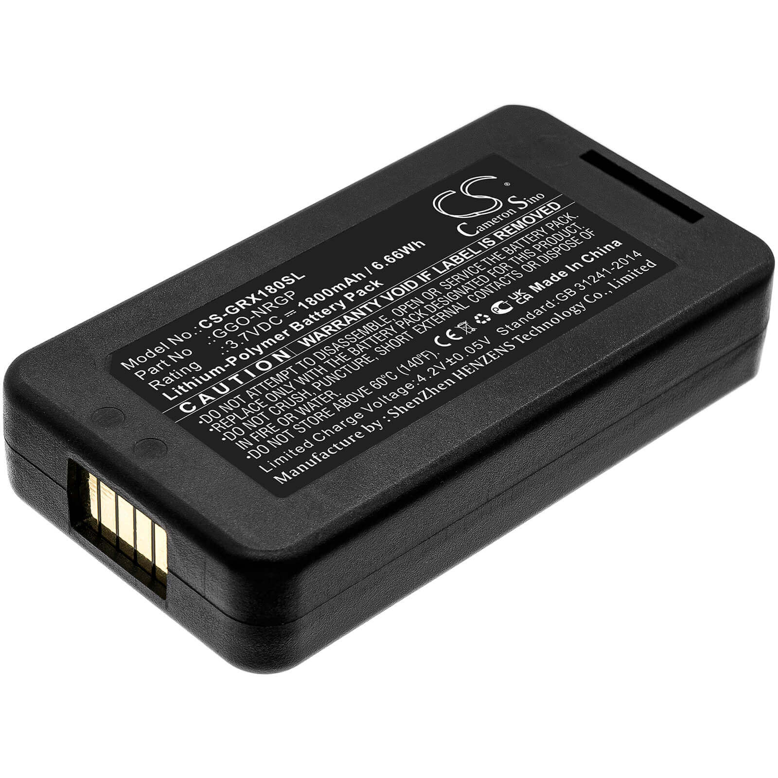 3.7V, 1800mAh, Li-Polymer Battery fits Green-go, Wbpx Wireless Beltpack, 6.66Wh