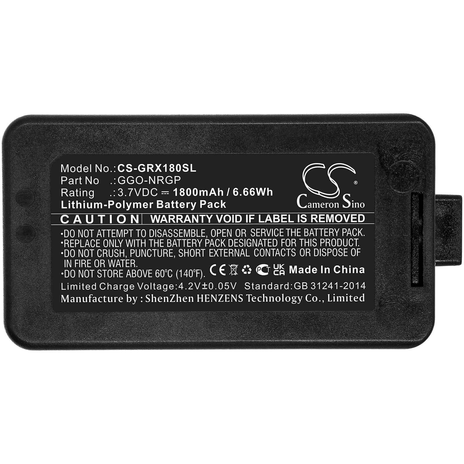 3.7V, 1800mAh, Li-Polymer Battery fits Green-go, Wbpx Wireless Beltpack, 6.66Wh