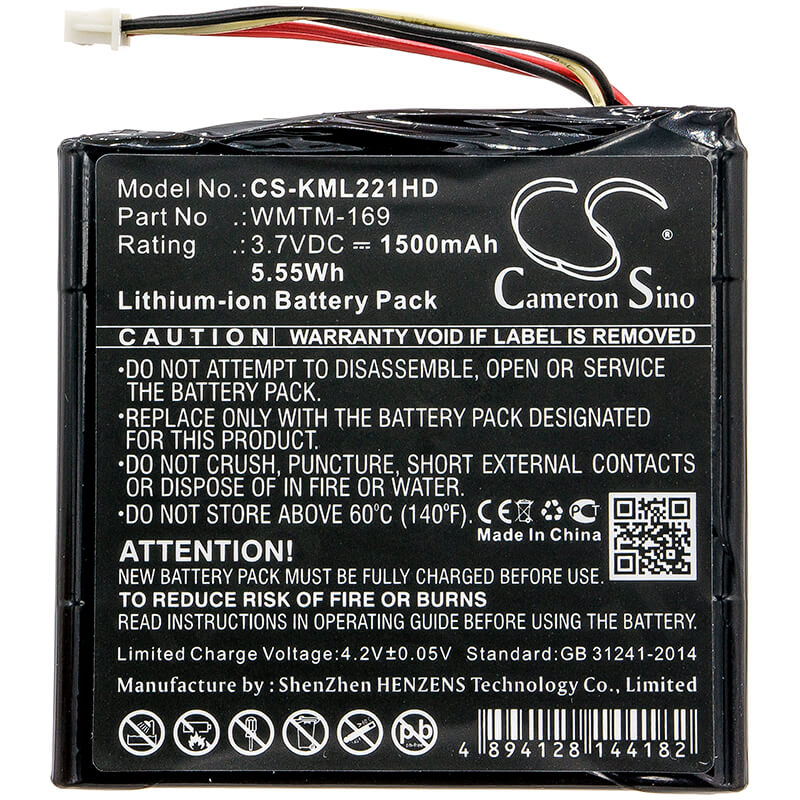3.7V, 1500mAh, Li-ion Battery fits Kingston, Mlw221, 5.55Wh