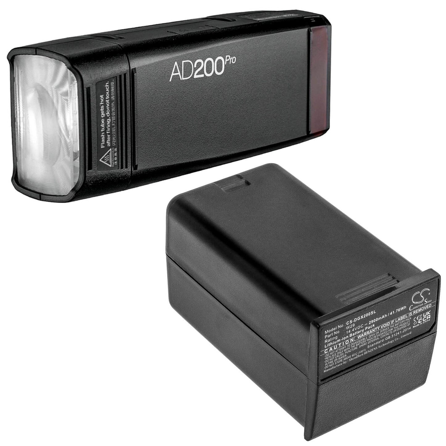 14.4V, 2900mAh, Li-ion Battery fits Godox, Ad200, Ad200 Pro, 41.76Wh