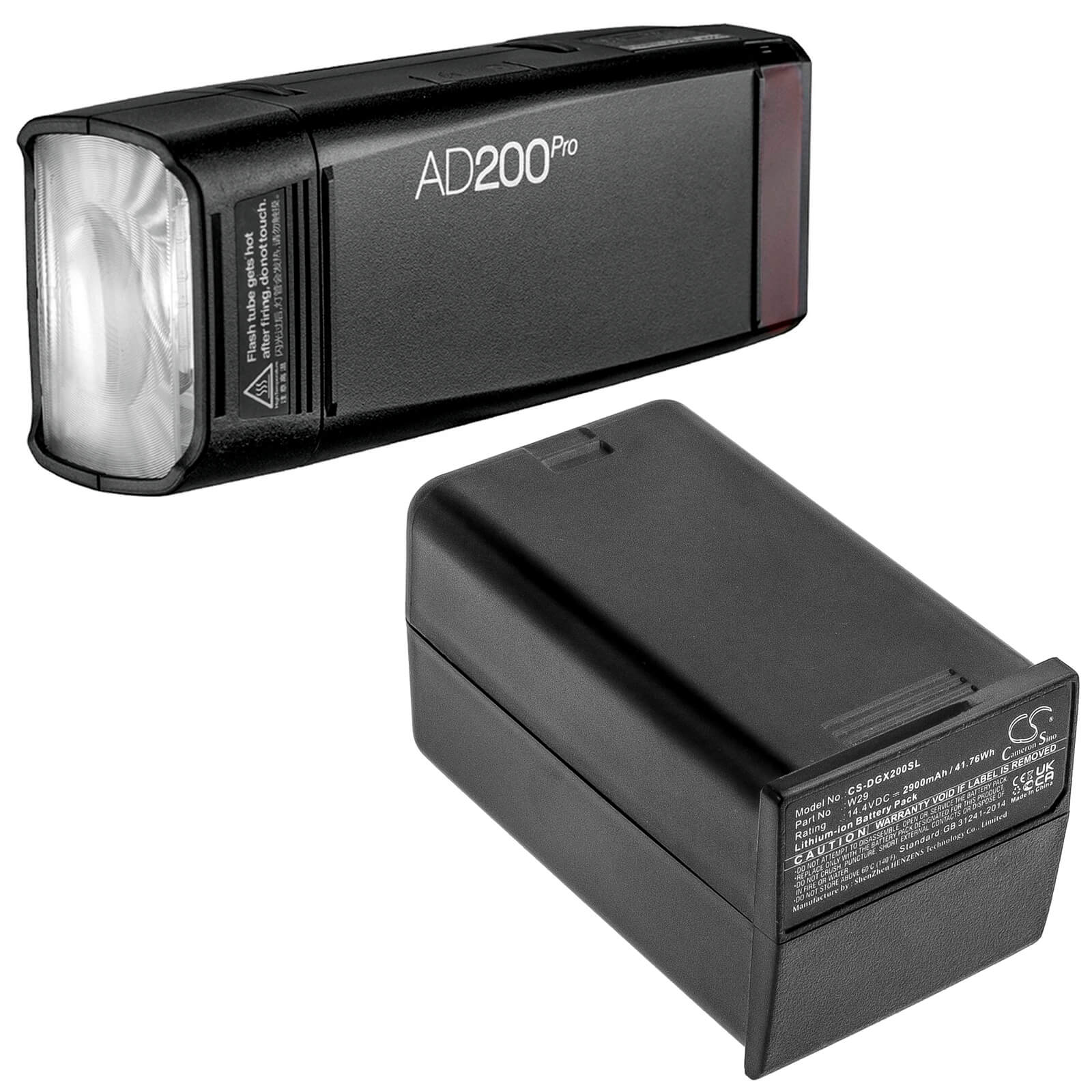14.4V, 2900mAh, Li-ion Battery fits Godox, Ad200, Ad200 Pro, 41.76Wh
