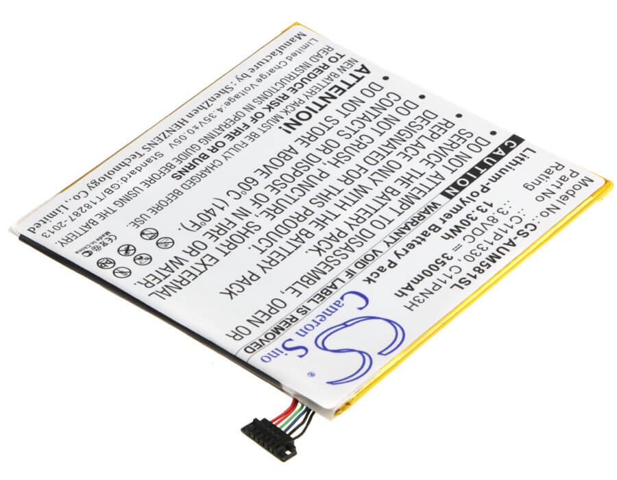 3.8V, 3500mAh, Li-Polymer Battery fits Asus, Ast21, Me181c, 13.3Wh