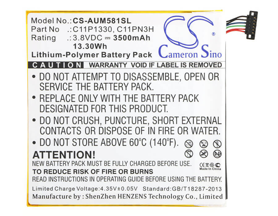 3.8V, 3500mAh, Li-Polymer Battery fits Asus, Ast21, Me181c, 13.3Wh